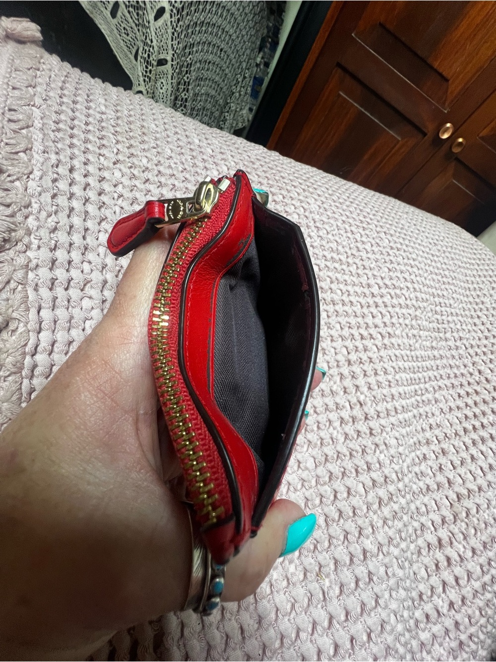 Coach x Selena Gomez Limited Edition Red Leather Key Card Holder - Picture 10 of 13